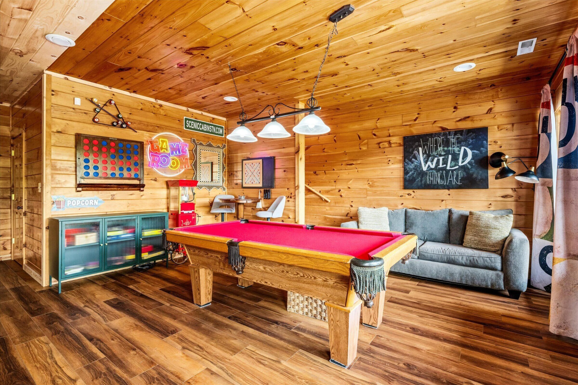 Short-term rental game room designed to raise nightly rate and guest reviews